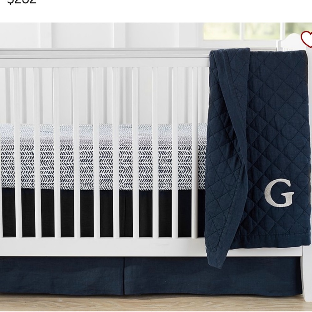 Pottery Barn Belgian Flax Crib Bedding Set